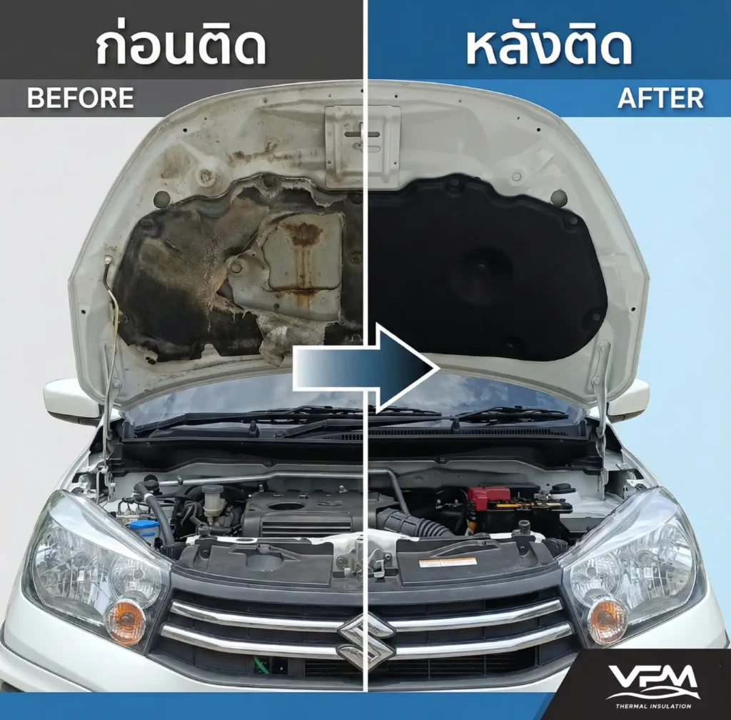 Banner Squar001 VPM แผ่นฉนวนป้องกันความร้อนฝากระโปรงรถยนต์